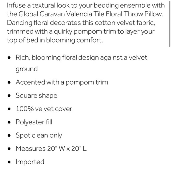 Global Caravan floral throw pillow - Picture 6 of 7